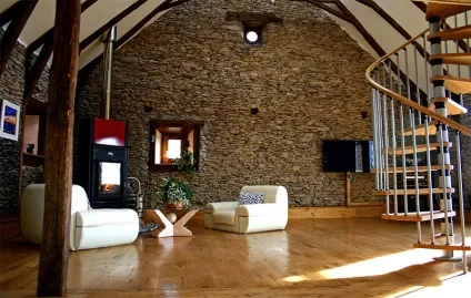 Камінь в інтер'єрі вітальні - 48 ідей декорування і фото (фото) Камінь в інтер'єрі вітальні - 48 ідей декорування і фото