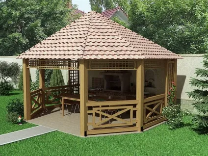 Каркасні альтанки з дерева своїми руками фото споруд для дачі і як зробити поетапно (дерева) Каркасні альтанки з дерева своїми руками фото споруд для дачі і як зробити поетапно