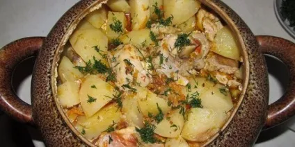 Картопля з куркою в горщиках (тушкована, печеня) рецепти (страви складе кКал) Картопля з куркою в горщиках (тушкована, печеня) рецепти
