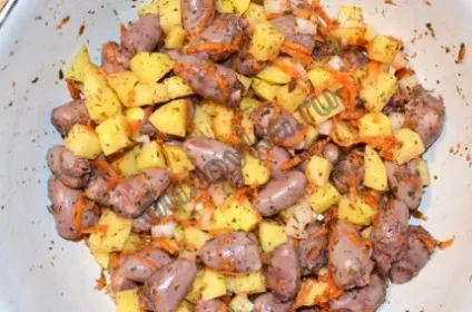 Курячі сердечка з картоплею - рецепт з покроковими фото (картоплею) Курячі сердечка з картоплею - рецепт з покроковими фото