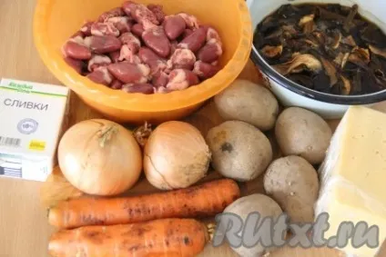 Курячі сердечка з картоплею в горщиках - рецепт з фото