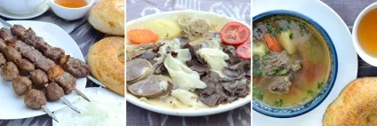 Національна узбецька кухня - плов, шашлик та інші популярні узбецькі страви (овочі) Національна узбецька кухня - плов, шашлик та інші популярні узбецькі страви