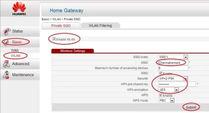Налаштування модему huawei hg532e для wi-fi від byfly (настройка Промзв'язок) Налаштування модему huawei hg532e для wi-fi від byfly