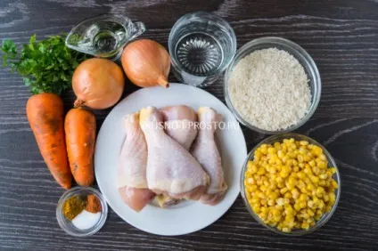 Ледачі курячі ніжки з рисом і кукурудзою (рисом) Ледачі курячі ніжки з рисом і кукурудзою