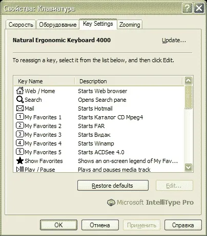 Microsoft natural ergonomic keyboard 4000 v1