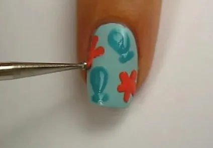 Морський манікюр з зірками і черепашками (Essie Mint Candy) Морський манікюр з зірками і черепашками