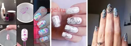 Мармуровий манікюр гель лаком - методи нанесення (лаком) Мармуровий манікюр гель лаком - методи нанесення