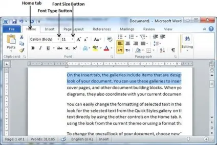 Налаштування шрифтів тексту і розмір в word 2010 року (розмір) Налаштування шрифтів тексту і розмір в word 2010