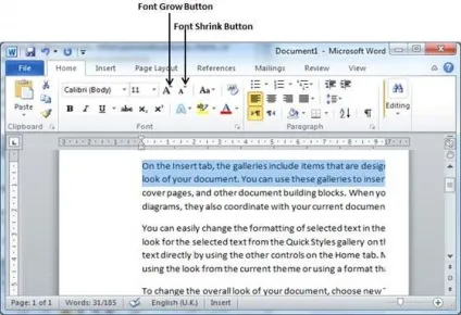 Налаштування шрифтів тексту і розмір в word 2010 року (word) Налаштування шрифтів тексту і розмір в word 2010