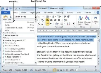 Налаштування шрифтів тексту і розмір в word 2010 року (тексту) Налаштування шрифтів тексту і розмір в word 2010