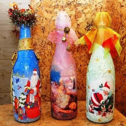 Новорічний декупаж пляшки шампанського майстер-клас з фото, азбука декупажу (новорічний) Новорічний декупаж пляшки шампанського майстер-клас з фото, азбука декупажу