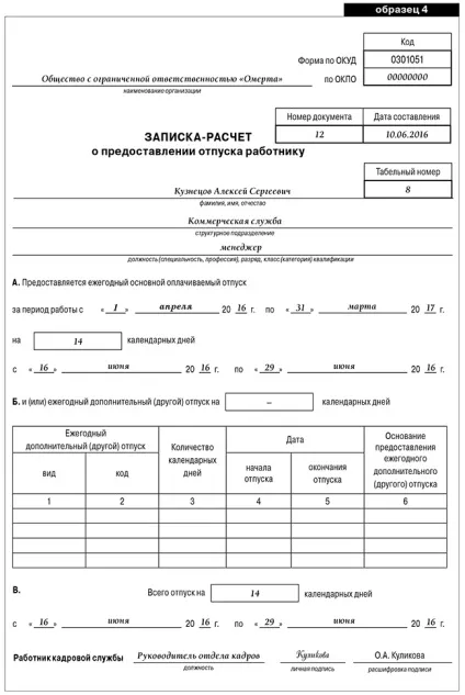 Оформляємо відпустки в 2016 році 7 важливих зразків (початку) Оформляємо відпустки в 2016 році 7 важливих зразків