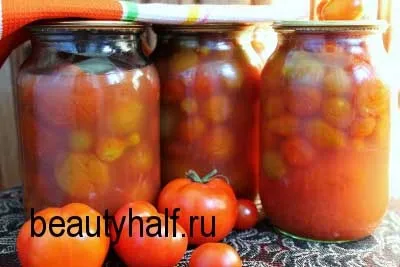 Помідори в томатному соусі на зиму прекрасна половина