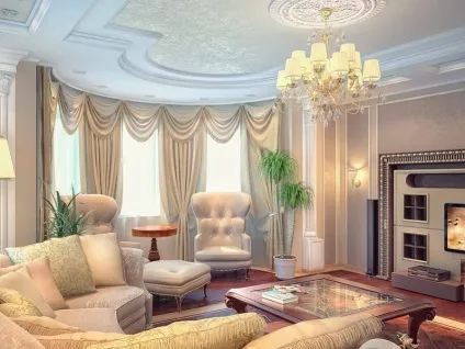 Стеля в стилі класика красиві фото, види оформлення, кращі варіанти, колір в інтер'єрі, дизайн (стелю) Стеля в стилі класика красиві фото, види оформлення, кращі варіанти, колір в інтер'єрі, дизайн