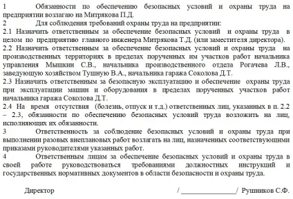 Наказ про призначення відповідальної особи (наказ) Наказ про призначення відповідальної особи