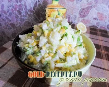 Салат з пекінської капусти рецепт з ананасами, курячим філе і кукурудзою (салат з пекінської капусти рецепти) Салат з пекінської капусти рецепт з ананасами, курячим філе і кукурудзою
