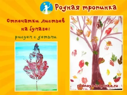 Відбитки листя на папері