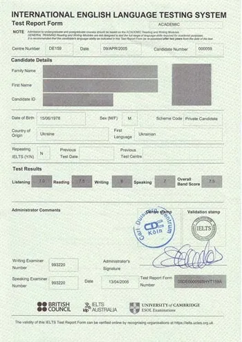 сертифікат ielts