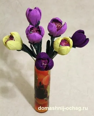 Солодкий букет з цукерок крокуси з цукерок (своїми руками)