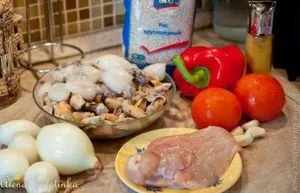 Паелья з куркою і морепродуктами (приготувати вечерю 2940 Рецепти) Паелья з куркою і морепродуктами