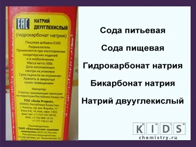 Склад харчової соди хімічна формула (формула) Склад харчової соди хімічна формула
