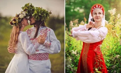 Весільні сукні в слов'янському стилі моделі і фасони давньоукраїнських нарядів з фото