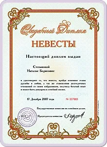 Весільний диплом нареченого