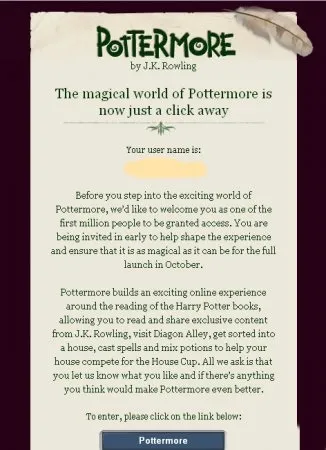 Тестова версія pottermore (докладніше) Тестова версія pottermore