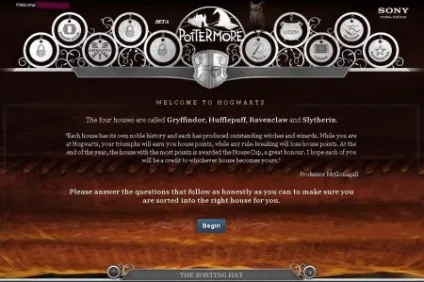 Тестова версія pottermore (відбувається) Тестова версія pottermore