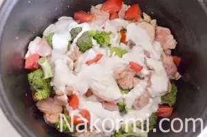 Тушкована курка з брокколі в мультиварці рецепт з фото