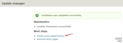 Установка теми на drupal 7, vaden pro