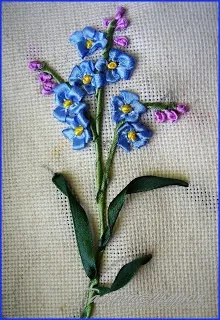Вишиваємо незабудку стрічками - ярмарок майстрів - ручна робота, handmade (вишивка стрічками) Вишиваємо незабудку стрічками - ярмарок майстрів - ручна робота, handmade