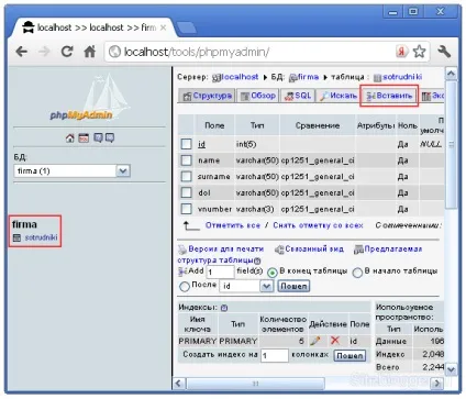 Заповнення таблиці mysql (mysql таблиці) Заповнення таблиці mysql