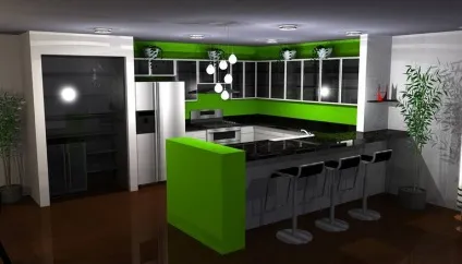 Дизайн салатовой кухні - фото інтер'єрів (колірна гамма) Дизайн салатовой кухні - фото інтер'єрів