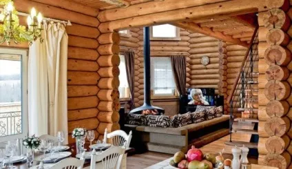 Дизайн інтер'єру вітальні в дерев'яному будинку (вітальні) Дизайн інтер'єру вітальні в дерев'яному будинку