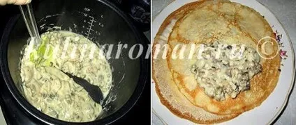 Фаршировані млинчики куркою і грибами у вершковому соусі (фаршировані) Фаршировані млинчики куркою і грибами у вершковому соусі