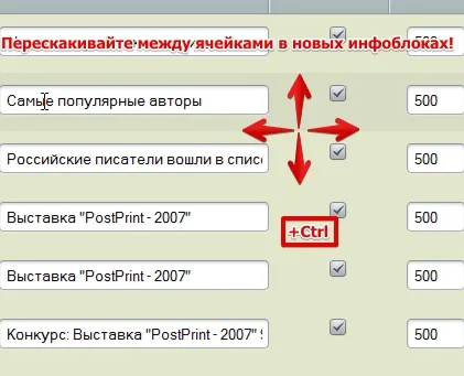 Інфоблоки, інструменти