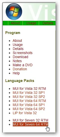 Як змінити мову інтерфейсу вашої операційної системи windows 7 або vista (vistalizator) Як змінити мову інтерфейсу вашої операційної системи windows 7 або vista