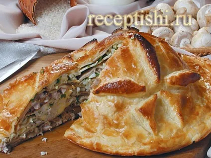 Курник з куркою, грибами і рисом, кулінарні рецепти з фото (рецепт) Курник з куркою, грибами і рисом, кулінарні рецепти з фото