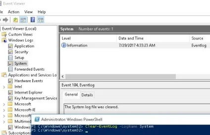 Очищення журналів подій windows за допомогою powershell і wevtutil, windows для системних (подій) Очищення журналів подій windows за допомогою powershell і wevtutil, windows для системних