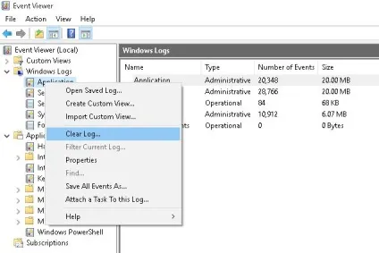 Очищення журналів подій windows за допомогою powershell і wevtutil, windows для системних (windows) Очищення журналів подій windows за допомогою powershell і wevtutil, windows для системних