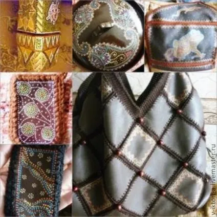 Оригінальний жилет зі шкіри, обв'язаною гачком (гачком.) Оригінальний жилет зі шкіри, обв'язаною гачком