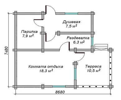 Проекти бань з колоди фото і планування (просторою кімнатою відпочинку) Проекти бань з колоди фото і планування