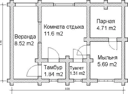 Проекти бань з колоди фото і планування (просторою кімнатою відпочинку) Проекти бань з колоди фото і планування