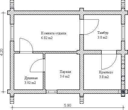 Проекти бань з колоди фото і планування (великою терасою просторою кімнатою) Проекти бань з колоди фото і планування