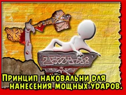 Принцип ковадла, як спосіб нанесення нищівних ударів, майстер бою (нищівних) Принцип ковадла, як спосіб нанесення нищівних ударів, майстер бою