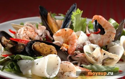 Простий салат з морепродуктів з овочами - рецепт з фото (простий) Простий салат з морепродуктів з овочами - рецепт з фото