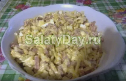 Салат з сухариками і копченої ковбасою - блюдо на швидку руку рецепт з фото і відео (копченої) Салат з сухариками і копченої ковбасою - блюдо на швидку руку рецепт з фото і відео