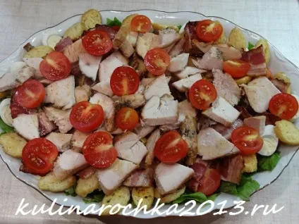 Салат цезар з куркою, беконом і сухариками - готуємо смачно, красиво і по-домашньому! (Салату цезар) Салат цезар з куркою, беконом і сухариками - готуємо смачно, красиво і по-домашньому!