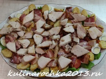 Салат цезар з куркою, беконом і сухариками - готуємо смачно, красиво і по-домашньому! (Цезар) Салат цезар з куркою, беконом і сухариками - готуємо смачно, красиво і по-домашньому!